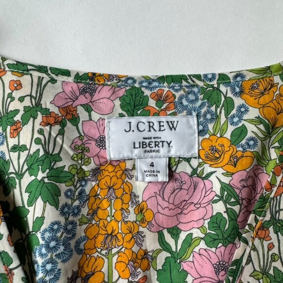 J Crew Womens 4 Liberty Fabric Mini Floral Walk Dress Modest Faux Wrap Maxi Midi - Picture 3 of 8